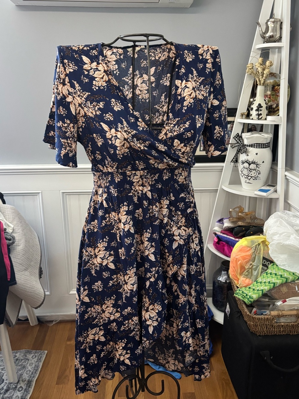 Women's Navy Floral Wrap Dress
